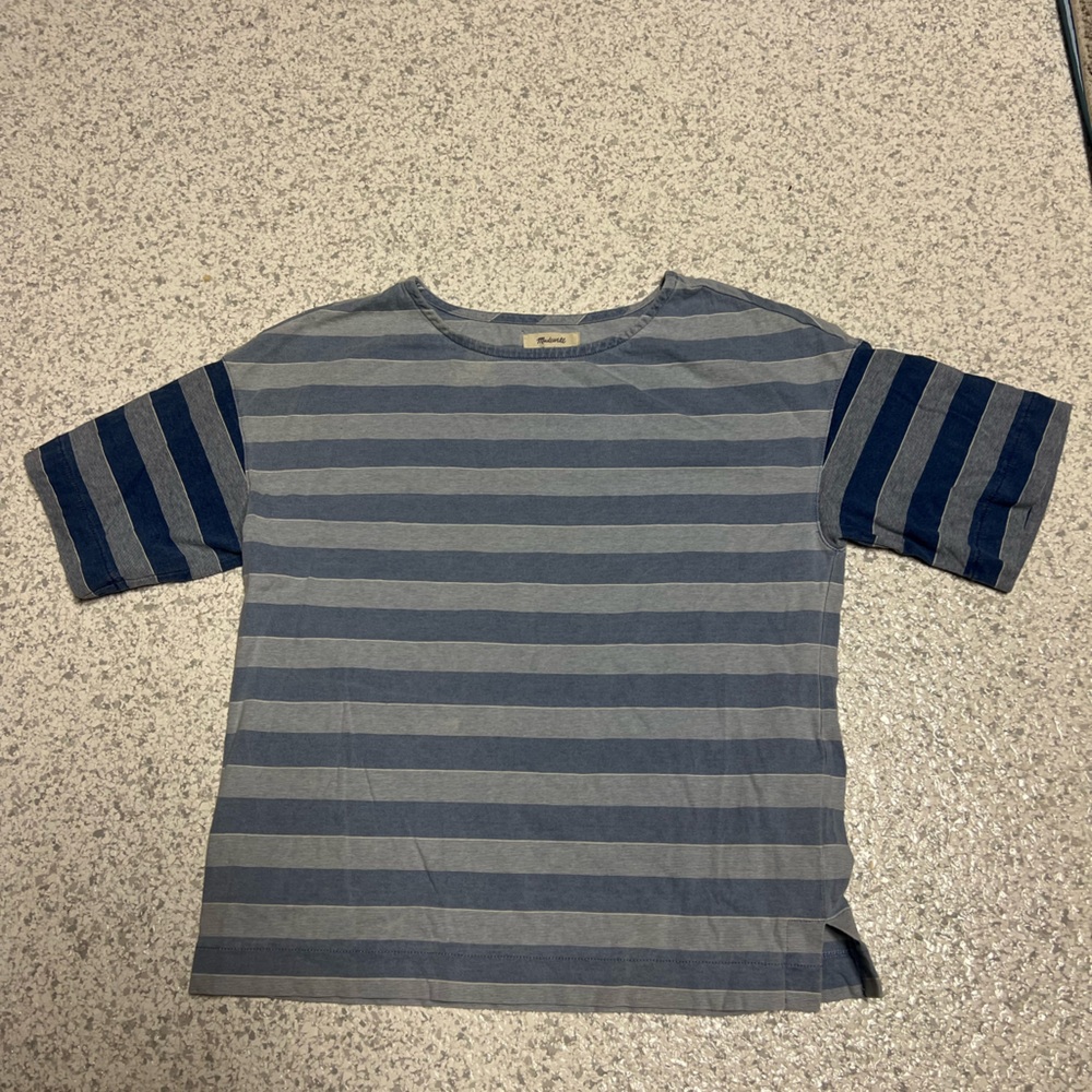 Madewell Light Blue and White Striped Shirt